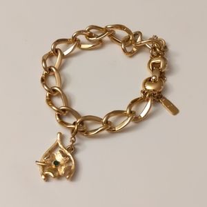 Vintage Monet Charm Bracelet Gold w/ Charm